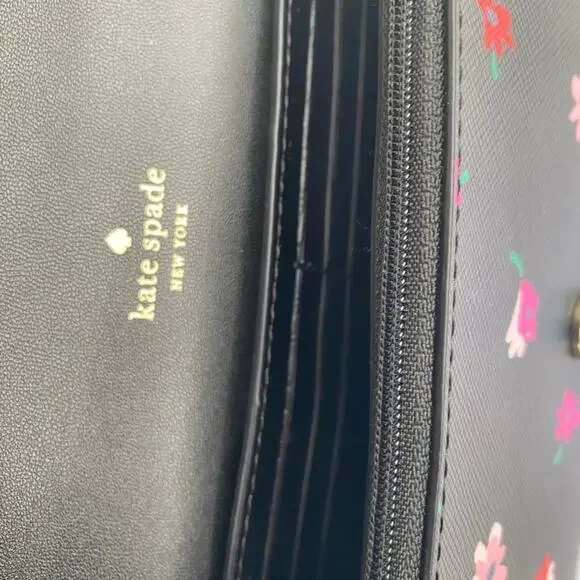 Kate Spade Crossbody Ditsy Buds Small Flap purse Black multi - Picture 9 of 9